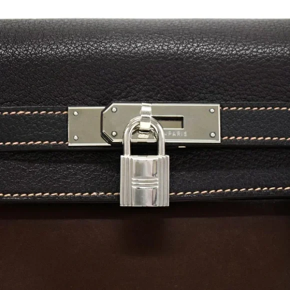 AUTHENTIC KELLY 35 RARE 2 tone brown Amazonia calfskin satchel bag - Picture 8 of 16